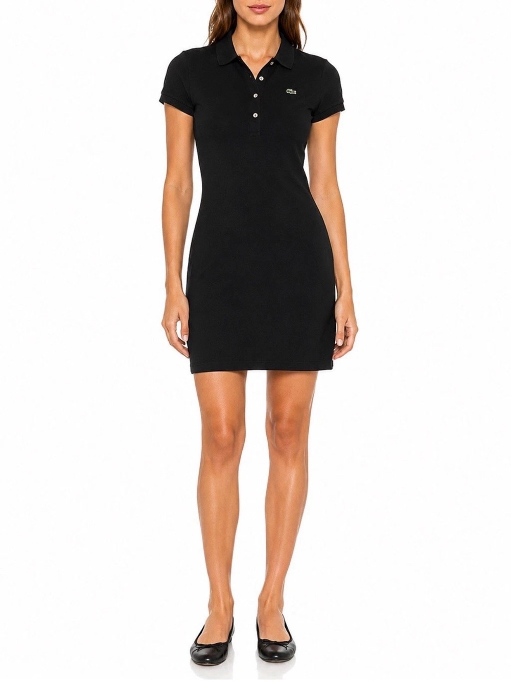 Lacoste Black Short-Sleeve Polo Mini Dress 36 size women